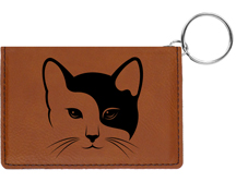Yin Yang Kitty Engraved Leather Keychain Wallet