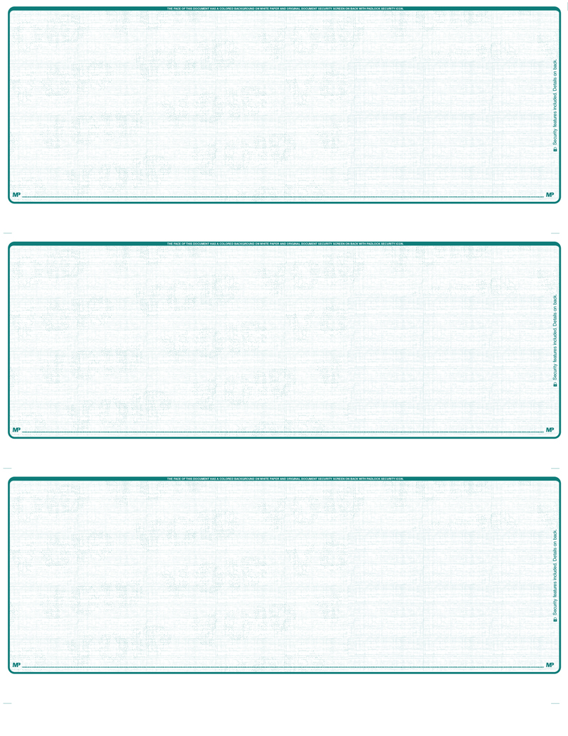 Teal Safety 3 Per Page Laser Checks